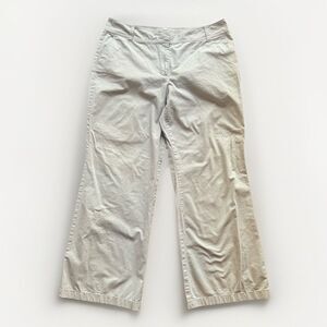 Ann Taylor Womens Pants Signature Fit Khaki Wide Leg Chinos Flat Front Size 16